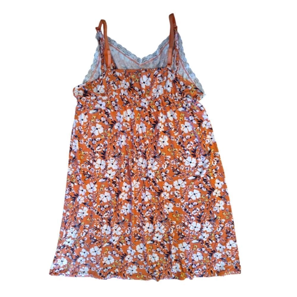 $9💥 Lamaze Coral Floral Lace Trim Sleeveless Nursing Night Slip XL Chemise - Picture 7 of 10